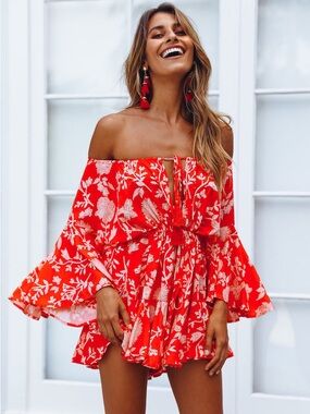 HELLO MOLLY MADE IN THE AFTERMATH PLAYSUIT RED